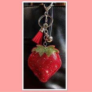 Rhinestone Tassel Strawberry Car Keychain/Bag Charm